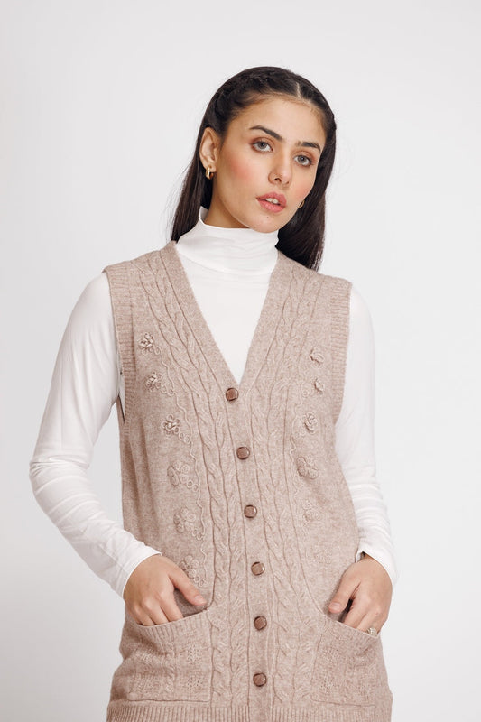 Picture of Ellena - V-Neck Cardigan Sweater - Available at Raja Sahib