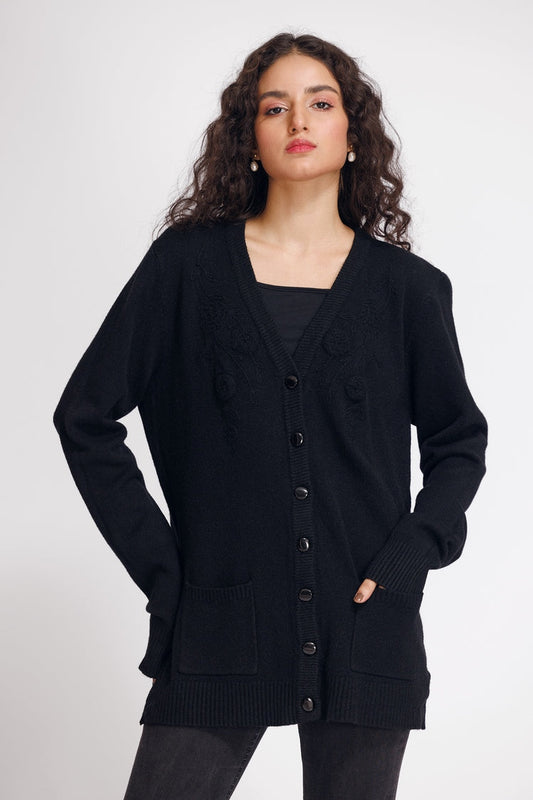Picture of Ellena - V-Neck Cardigan Sweater - Available at Raja Sahib