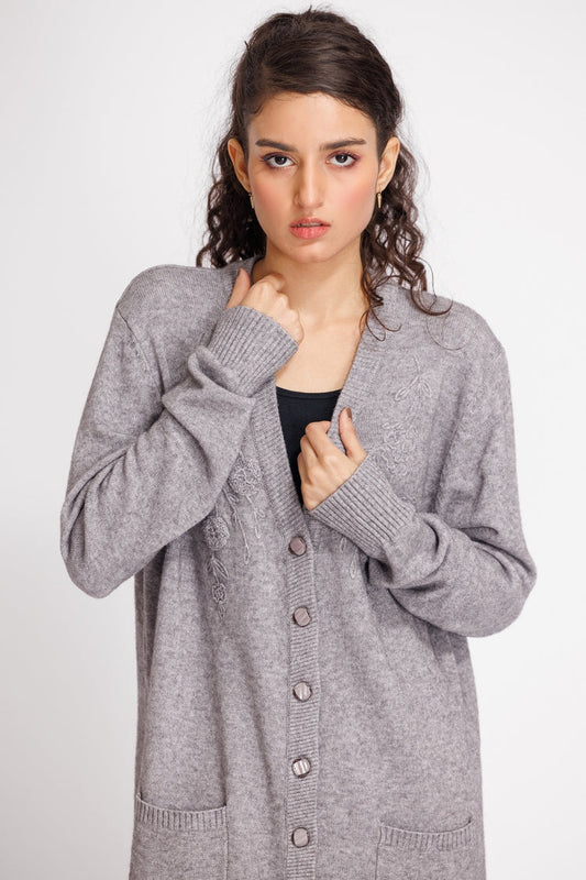 Picture of Ellena - V-Neck Cardigan Sweater - Available at Raja Sahib