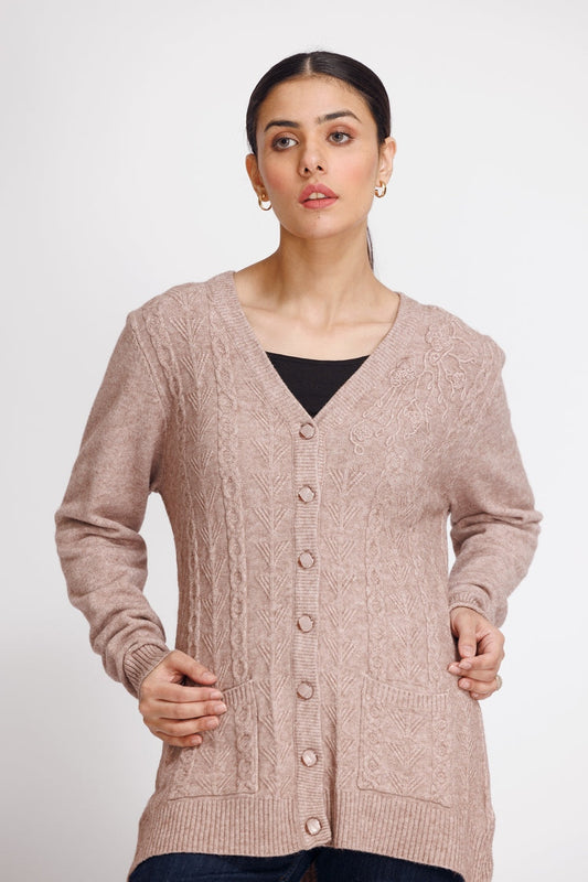 Picture of Ellena - V-Neck Cardigan Sweater - Available at Raja Sahib