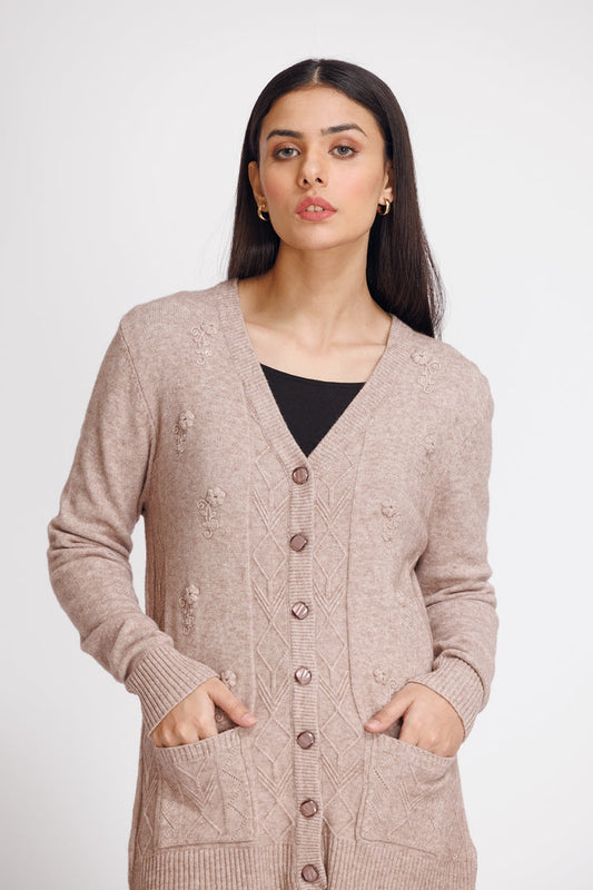 Picture of Ellena - V-Neck Cardigan Sweater - Available at Raja Sahib
