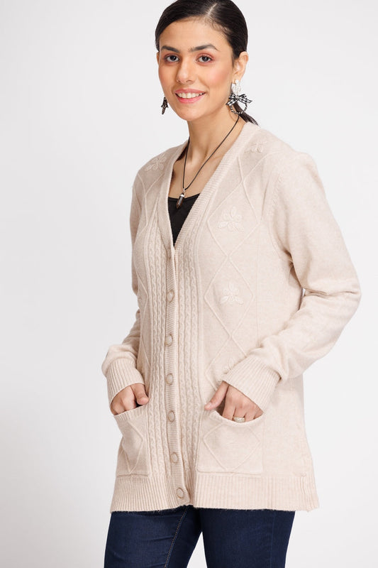 Picture of Ellena - V-Neck Cardigan Sweater - Available at Raja Sahib
