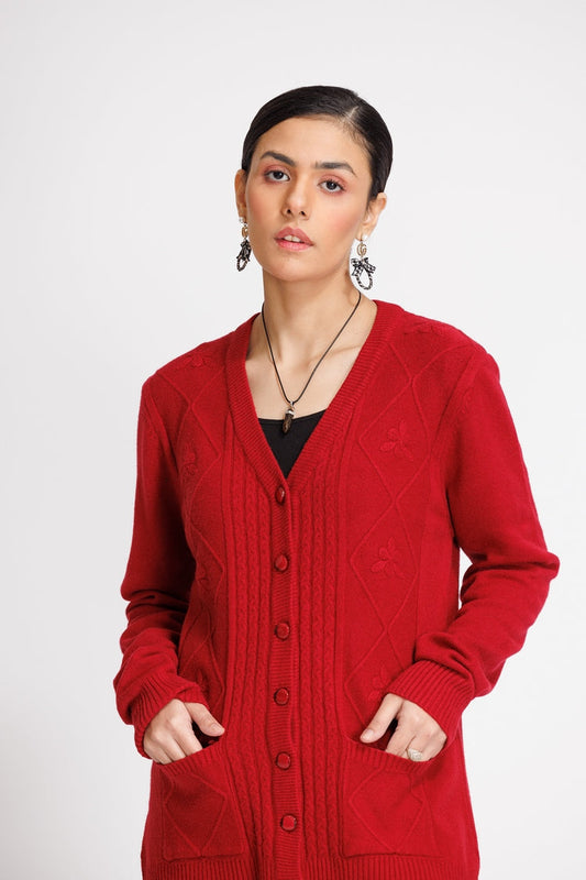 Picture of Ellena - V-Neck Cardigan Sweater - Available at Raja Sahib