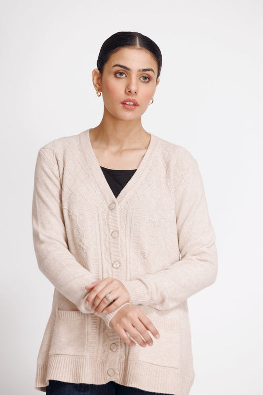Picture of Ellena - V-Neck Cardigan Sweater - Available at Raja Sahib