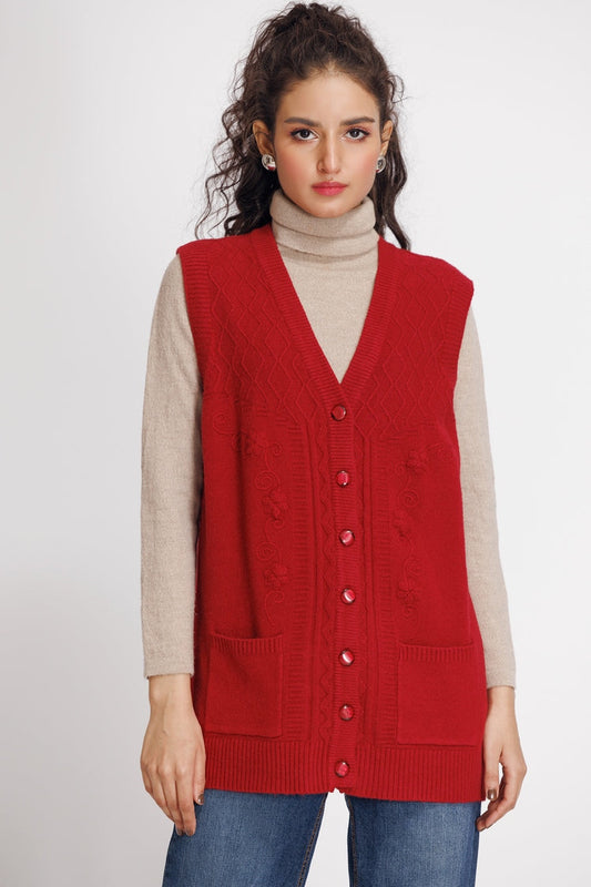 Picture of Ellena - V-Neck Cardigan Sweater - Available at Raja Sahib
