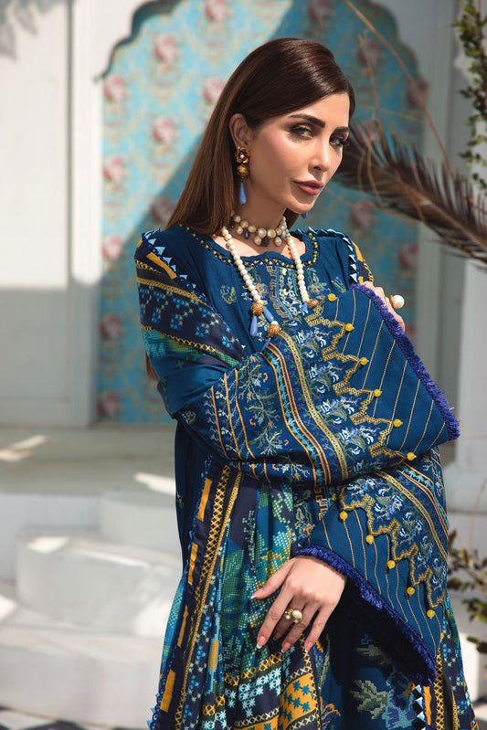 Picture of Ellena - 3-PC Unstitched Embroidered Jacquard Khaddar Suit - Available at Raja Sahib