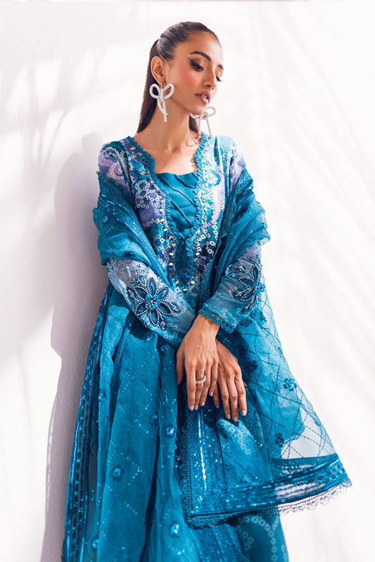 Picture of Nureh - NU2 137 Blue Charm Ballerina Embroidered & Embellished Chiffon Collection - Available at Raja Sahib