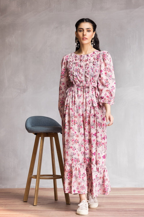 Picture of Ellena - Western Georgette Dress - Available at Raja Sahib