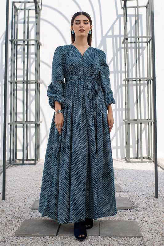 Picture of Fozia Khalid - FK Basics Collection - Gathered Maxi Dress - Available at Raja Sahib