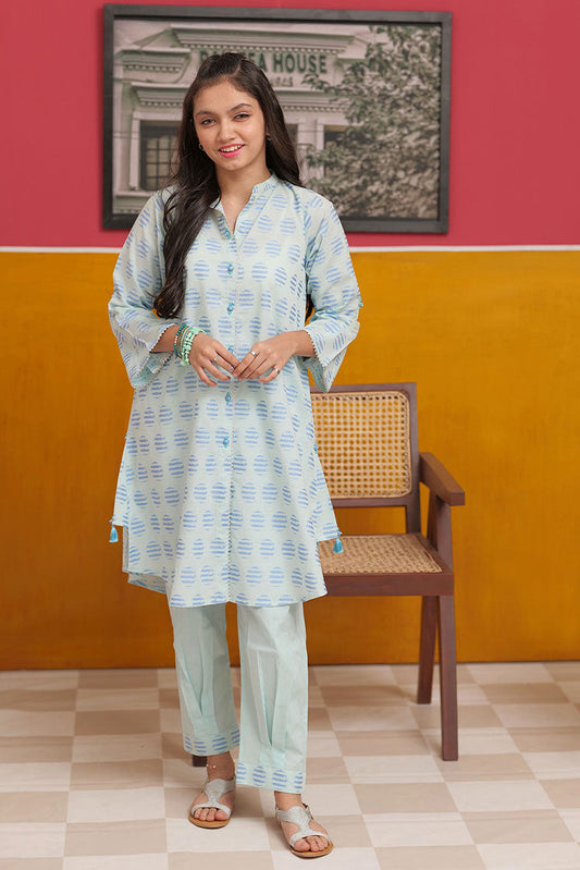 Picture of Senorita - GAC-02224 | Frozi & Blue | Casual 2 Piece Suit | Cotton Yarn dyed - Available at Raja Sahib