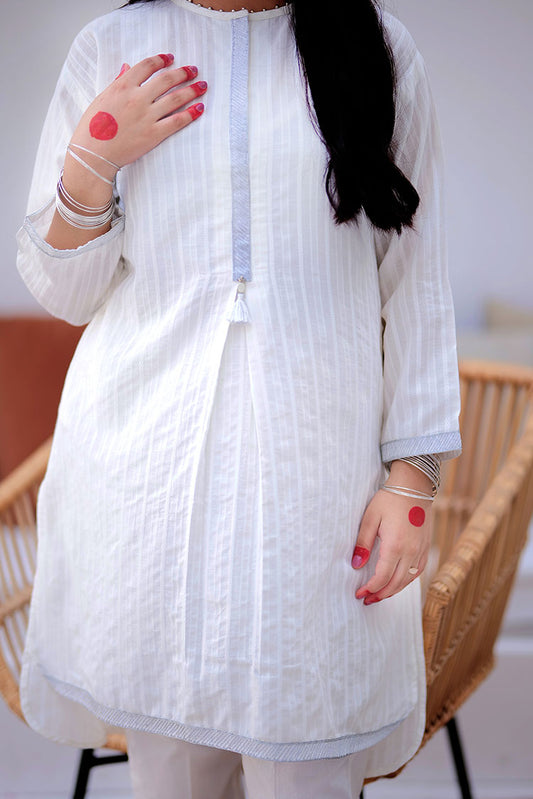 Picture of Senorita - GAC-02348 | White | Casual 2 Piece Suit | Cotton Dobby - Available at Raja Sahib