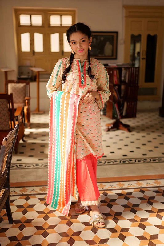 Picture of Senorita - GAD-02242 | FAWN & MULTICOLOR | CASUAL 3 PIECE SUIT | COTTON LAWN PRINT - Available at Raja Sahib