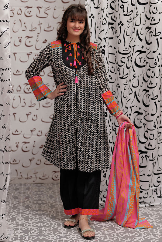 Picture of Senorita - GAD-02267 | Black & White | Casual 3 Piece Suit | Cotton Lawn Print - Available at Raja Sahib