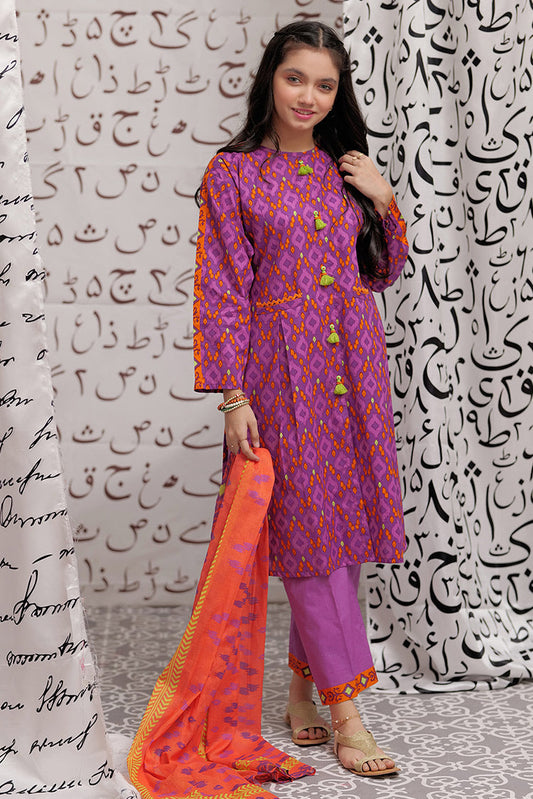 Picture of Senorita - GAD-02273 | Purple & Multicolor | Casual 3 Piece Suit | Cotton Lawn Print - Available at Raja Sahib