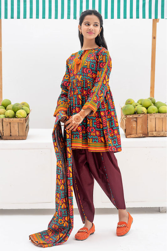 Picture of Senorita - GAD-02369 | Maroon & Multicolor | Casual 3 Piece Suit | Cotton Khaddar Printed - Available at Raja Sahib
