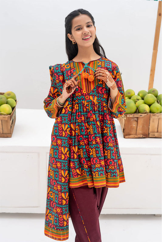 Picture of Senorita - GAD-02369 | Maroon & Multicolor | Casual 3 Piece Suit | Cotton Khaddar Printed - Available at Raja Sahib