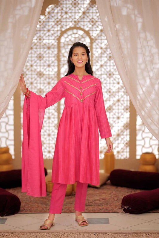 Picture of Senorita - GAD-02489 | Tea Pink | Casual 3 Piece Suit | Karandi Fabric - Available at Raja Sahib