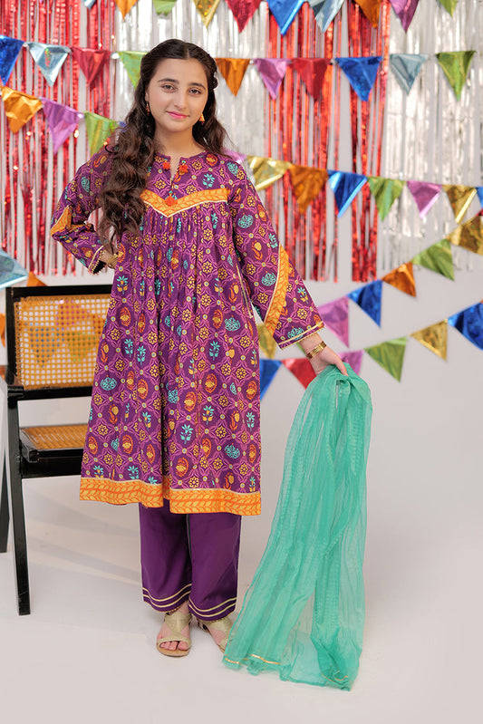 Picture of Senorita - GBD-02529 | Purple & Gold | Casual Plus 3 Piece Suit | Cotton Gold Print Lawn - Available at Raja Sahib