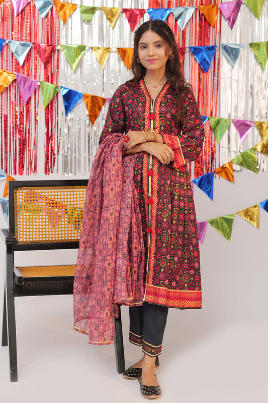 Picture of Senorita - GBD-02557 | Black & Multicolor | Casual Plus 3 Piece Suit | Cotton Gold Print Lawn - Available at Raja Sahib
