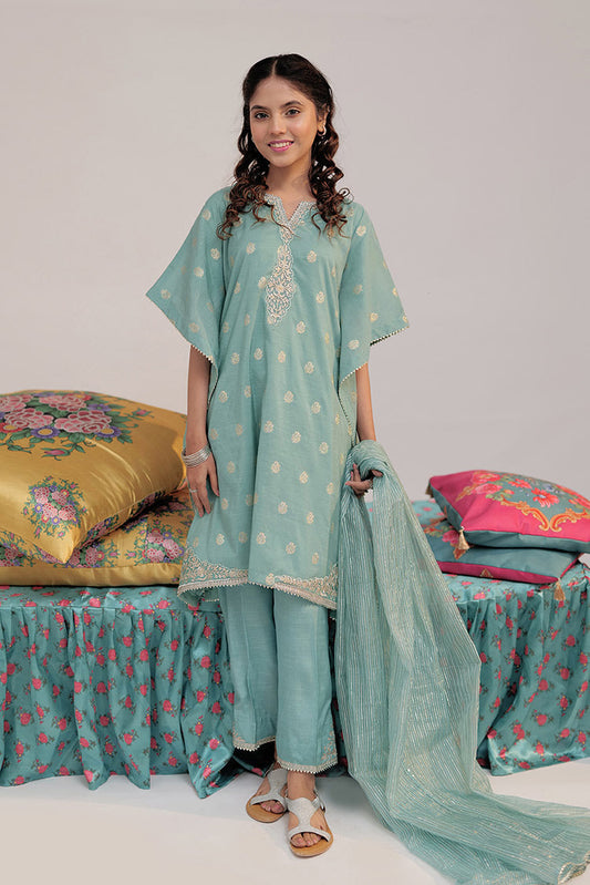 Picture of Senorita - GDD-02417 | Sea Green & Gold | Formal 3 Piece Suit | Polyester Chiffon - Available at Raja Sahib
