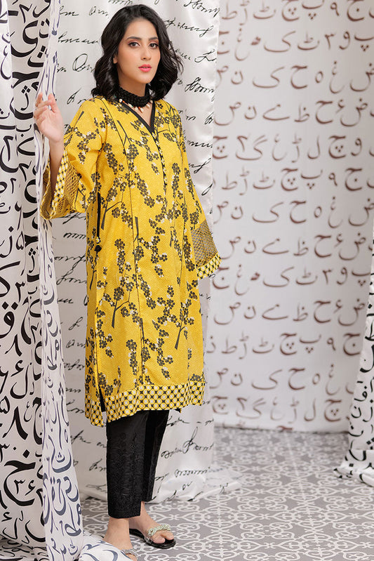 Picture of Senorita - LAA-02163 | Yellow& Black | Casual Kurta | Cotton Lawn Print - Available at Raja Sahib