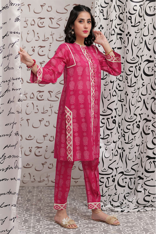 Picture of Senorita - LAC-02250 | Shocking Pink | Casual 2 Piece Suit | Cotton Lawn Print - Available at Raja Sahib