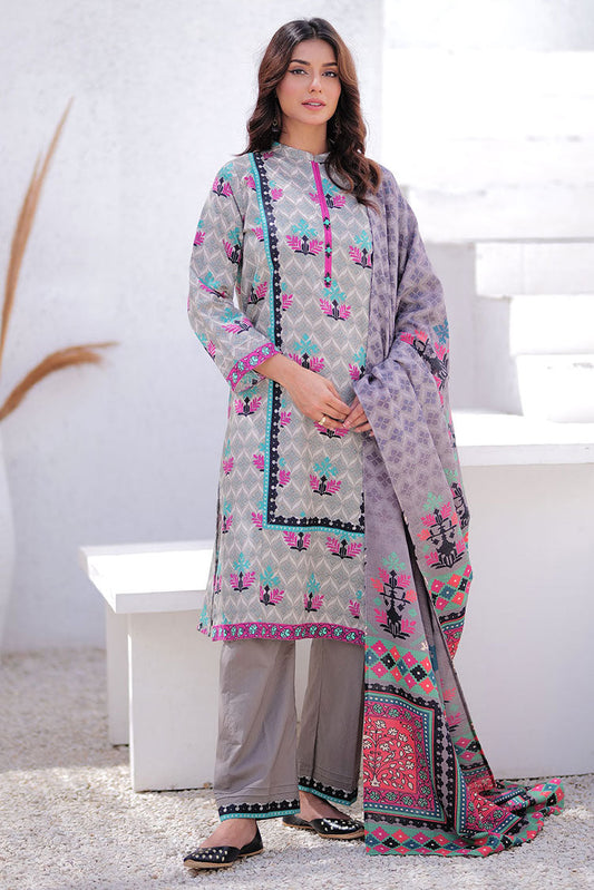 Picture of Senorita - LAD-02468 | Grey & Multicolor | Casual 3 Piece Suit | Khaddar Printed - Available at Raja Sahib