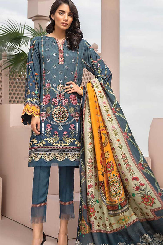 Picture of Jazmin - 05 Sarvena Iris Embroidered Linen Collection - Available at Raja Sahib
