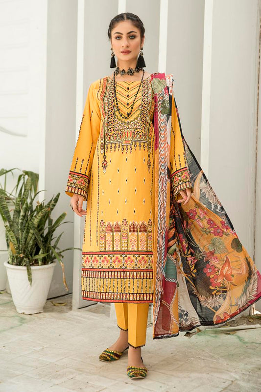 Picture of Ellena - 3-PC Stitched Cambric Cotton Suit - Available at Raja Sahib