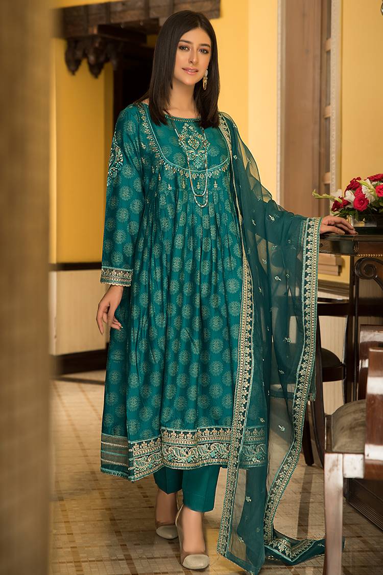 sachin and babi light blue dress Embroidered Jacquard Flared Midi Dress by ERDEM