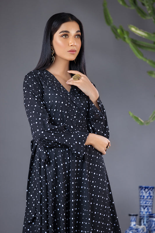 Picture of Ellena - Mini Polka Dot Print Georgette Dress - Available at Raja Sahib