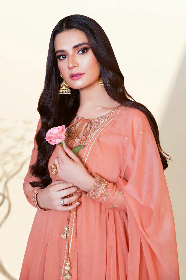 Picture of Asma & Sidra - Kalidaar Frocks - Peach Decency - Available at Raja Sahib