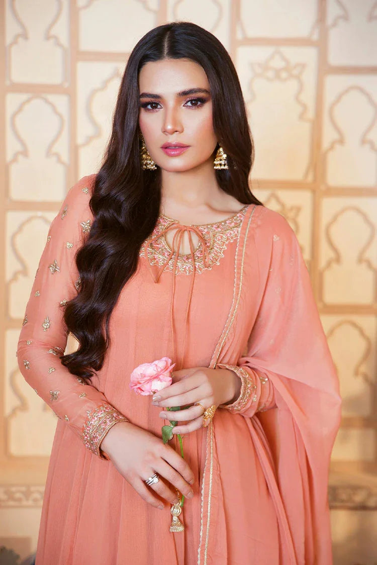 Picture of Asma & Sidra - Kalidaar Frocks - Peach Decency - Available at Raja Sahib