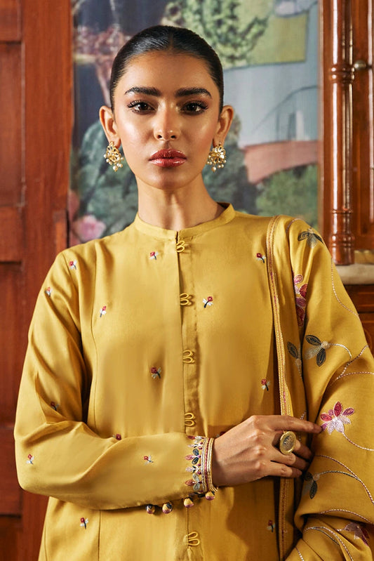 Picture of Cross Stitch - Mustard Glory - 2 Piece - Available at Raja Sahib