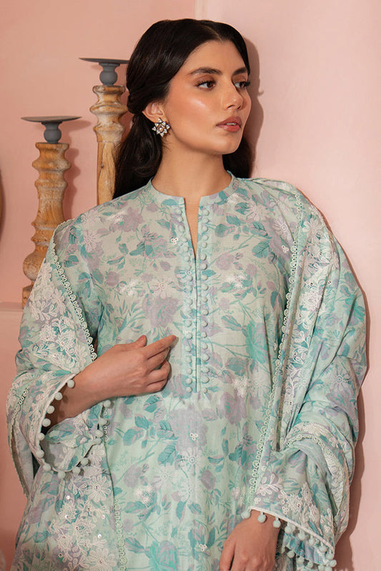 Picture of <!--gu-->Cross Stitch - Seher Unstitched Premium Cambric Collection - Mint Haze - Available at Raja Sahib