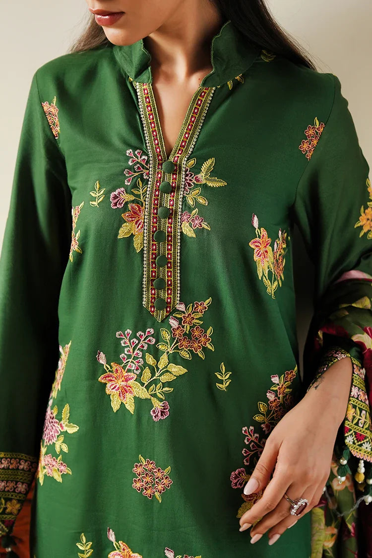 Picture of <!--gm-->Cross Stitch - Satin De Luxe Unstitched Premium Collection - Green Oasis - Available at Raja Sahib