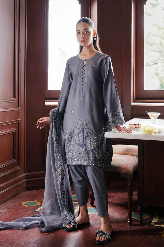 Picture of <!--gk-->Cross Stitch - Satin De Luxe Unstitched Premium Collection - Indigo Bloom - Available at Raja Sahib