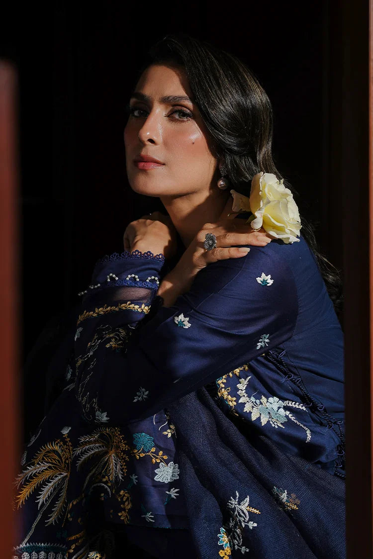 Picture of <!--gj-->Cross Stitch - Satin De Luxe Unstitched Premium Collection - Celestial Navy - Available at Raja Sahib