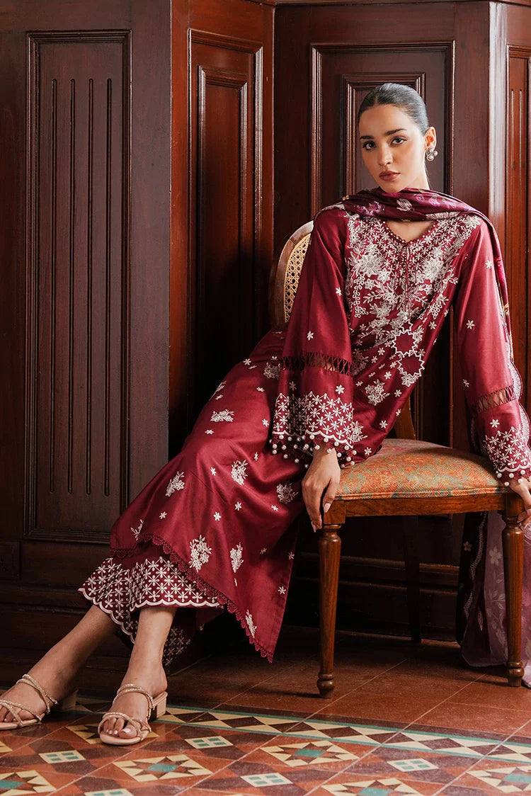 Picture of <!--gi-->Cross Stitch - Satin De Luxe Unstitched Premium Collection - Deep Berry - Available at Raja Sahib