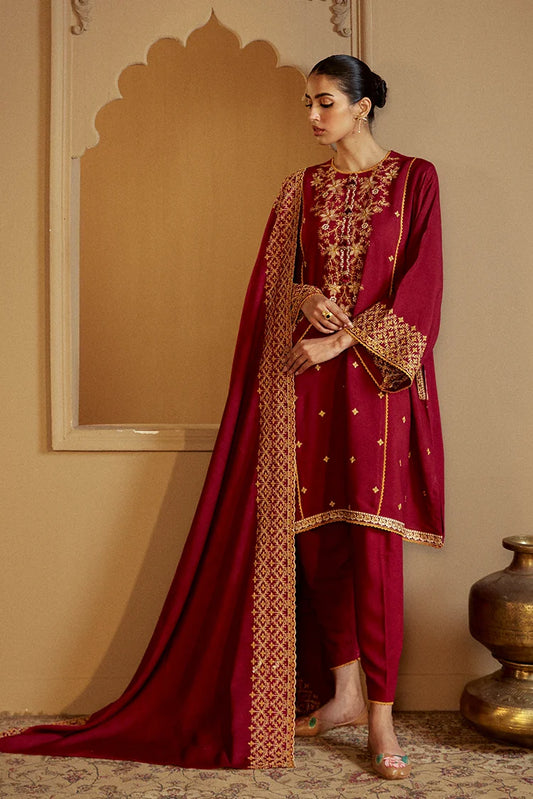 Picture of <!--fq-->Cross Stitch - Winter Unstitched Collection 2024 - Regal Rosewood - Available at Raja Sahib