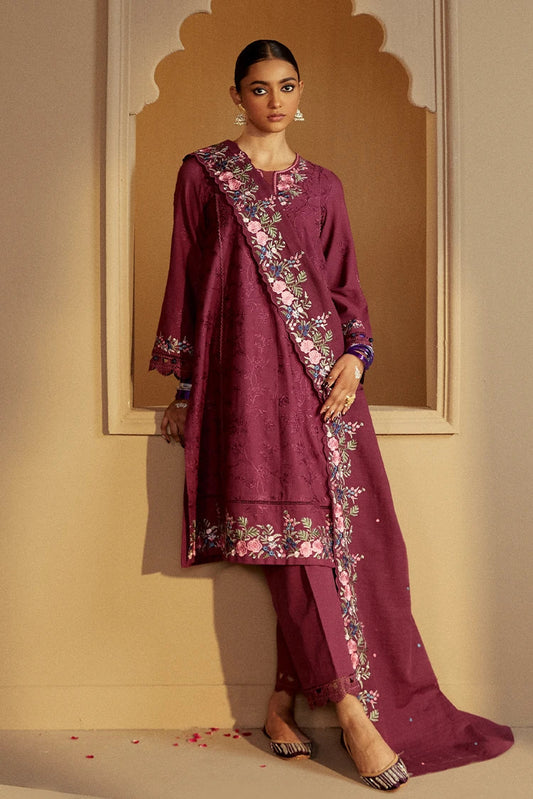 Picture of <!--fu-->Cross Stitch - Winter Unstitched Collection 2024 - Plum Radiance - Available at Raja Sahib