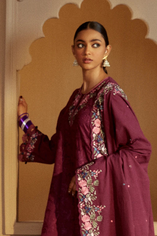 Picture of <!--fu-->Cross Stitch - Winter Unstitched Collection 2024 - Plum Radiance - Available at Raja Sahib