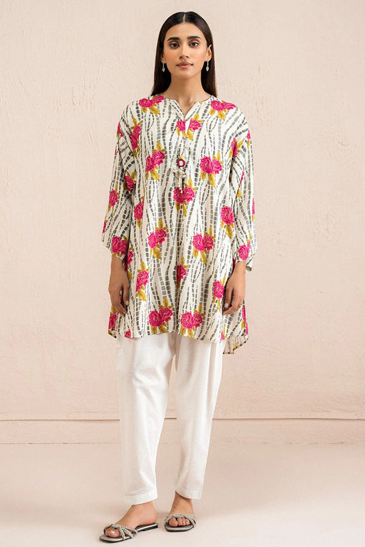 Cross Stitch - Ivory Frost Printed Linen Shirt