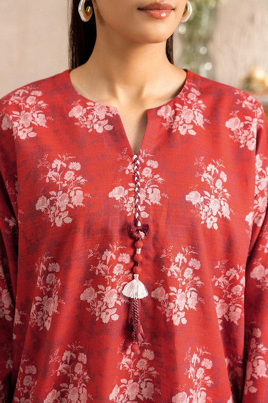 Picture of Cross Stitch - Burnt Clay Printed Khaddar Shirt - Available at Raja Sahib