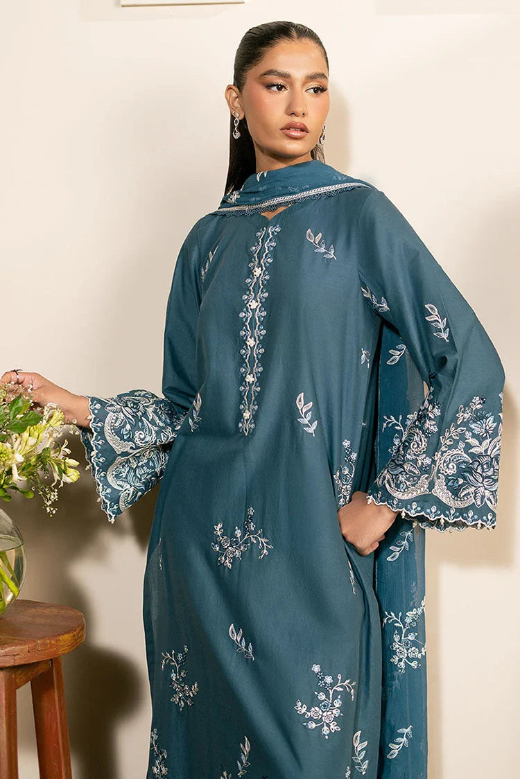 Picture of Cross Stitch - Mahiri Unstitched Embroidered Collection Vol 2 - Teal Serenity - Available at Raja Sahib