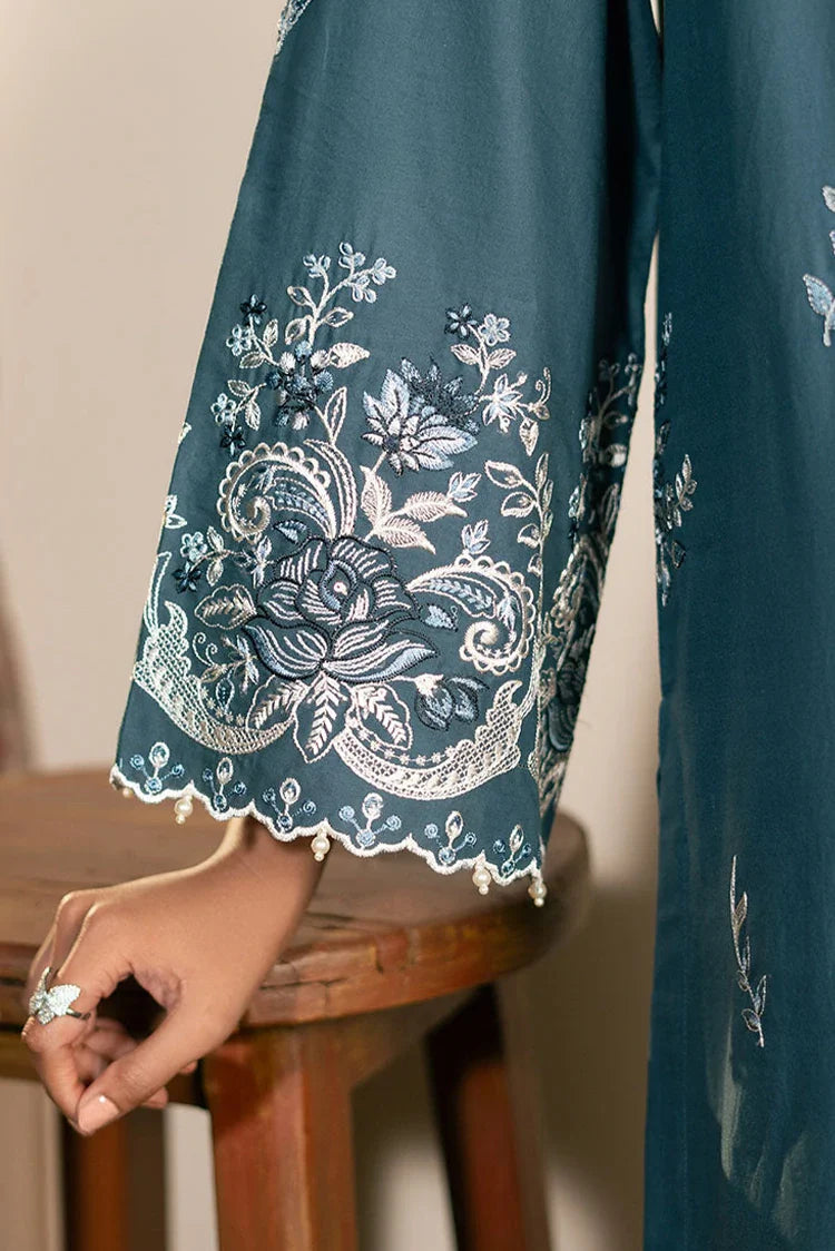 Picture of Cross Stitch - Mahiri Unstitched Embroidered Collection Vol 2 - Teal Serenity - Available at Raja Sahib