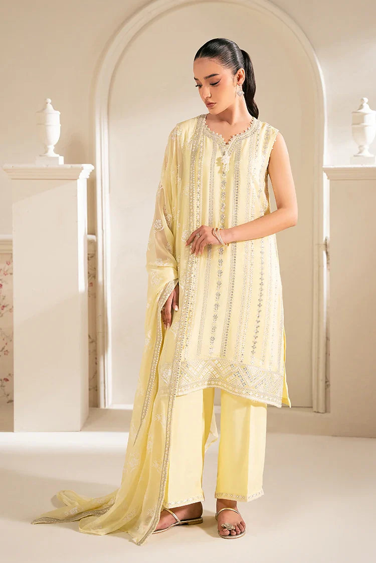 Picture of Cross Stitch - Luxe Atelier Unstitched Collection - Lemon Bliss - Available at Raja Sahib