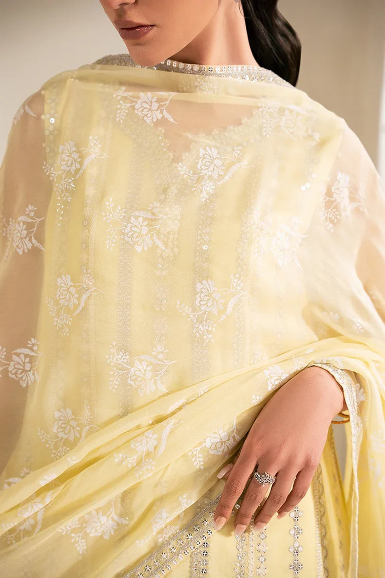 Picture of Cross Stitch - Luxe Atelier Unstitched Collection - Lemon Bliss - Available at Raja Sahib