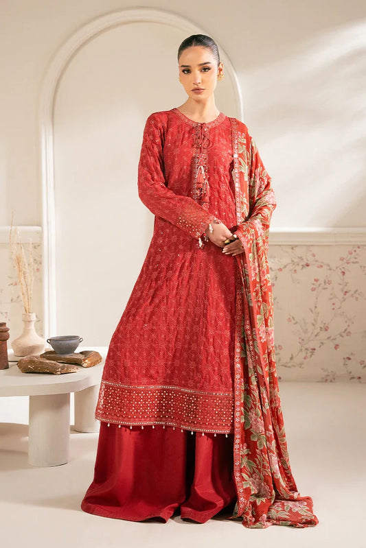 Picture of Cross Stitch - Luxe Atelier Unstitched Collection - Vermilion Cardinal - Available at Raja Sahib