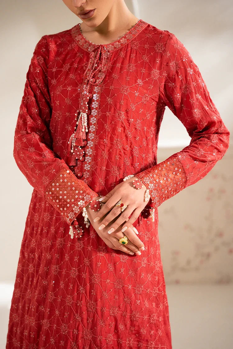 Picture of Cross Stitch - Luxe Atelier Unstitched Collection - Vermilion Cardinal - Available at Raja Sahib